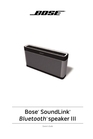 Bose Soundlink Bluetooth Speaker Iii User Manual